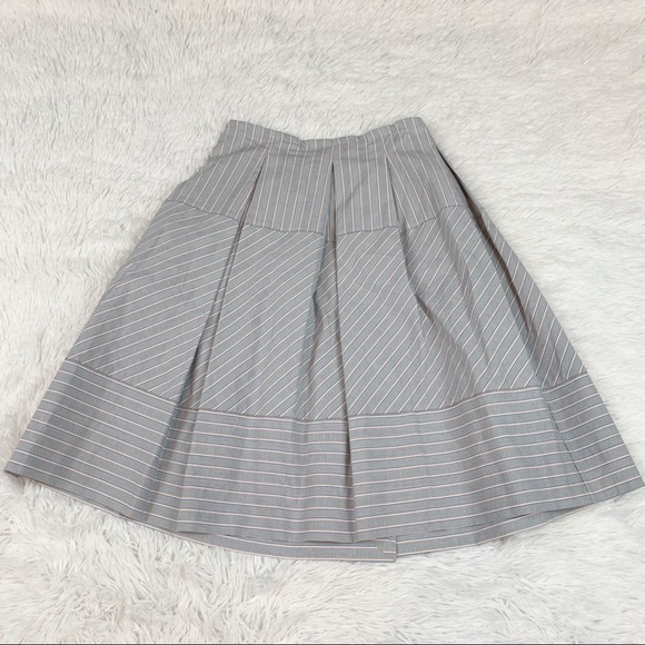 Piazza Sempione New striped pleated knee length Skirt front snap button - Picture 8 of 13